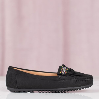 Black Kaddo fringed moccasins - Footwear