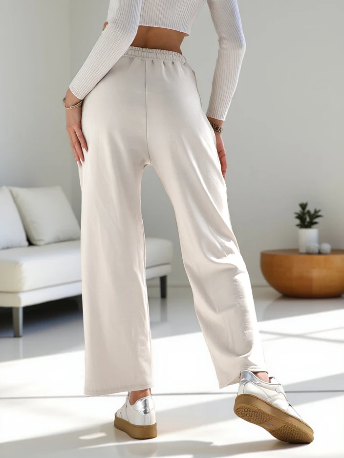 Royalfashion Women's Wide Tracksuit Pants with Rhinestones