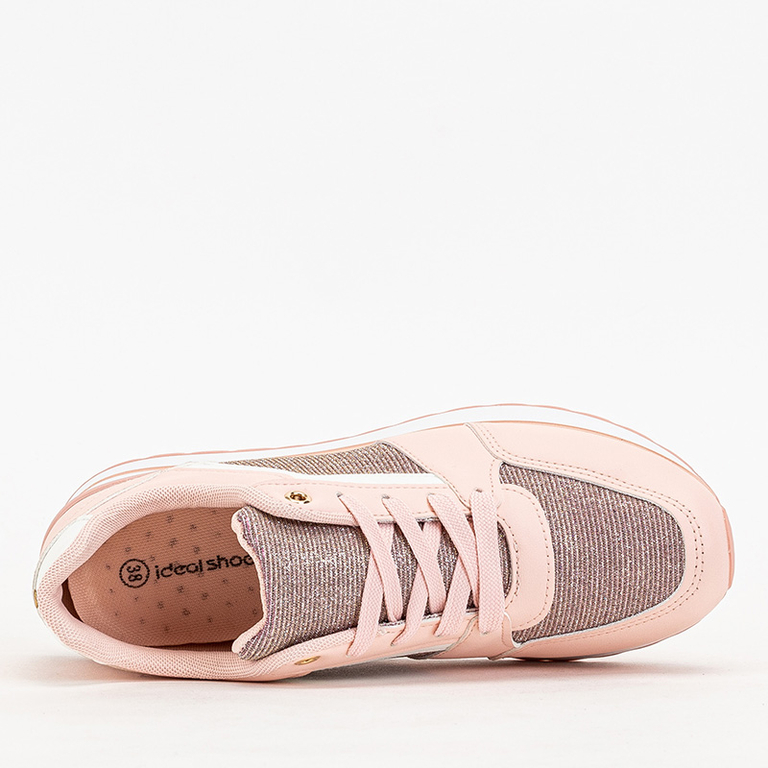 Розовые женские кроссовки с блестками Berilan