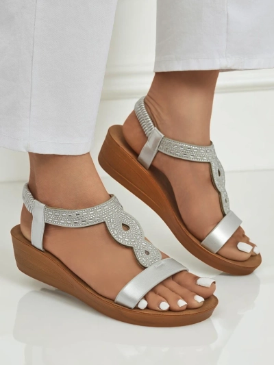 Royalfashion Women's Wedge Sandals with Agaya Rhinestones