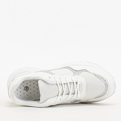 Women's white sneakers with a hidden wedge Waqsy - Footwear