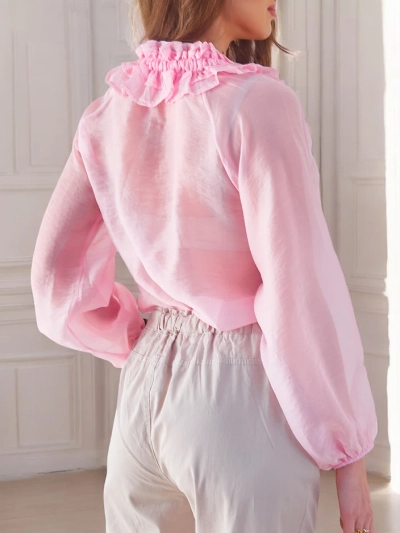 Royalfashion Transparent Women's Shirt with Decorative Collar