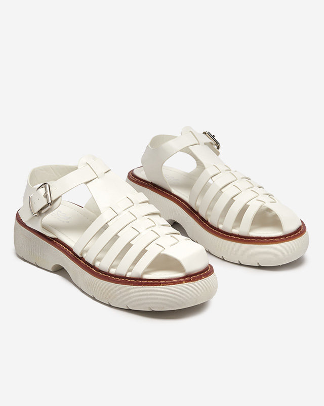 OUTLET Women's white sandals on a massive Leteris sole - Footwear