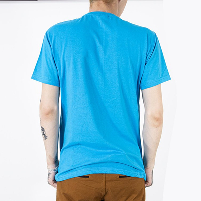 Light blue men's T-shirt with inscriptions - Clothing