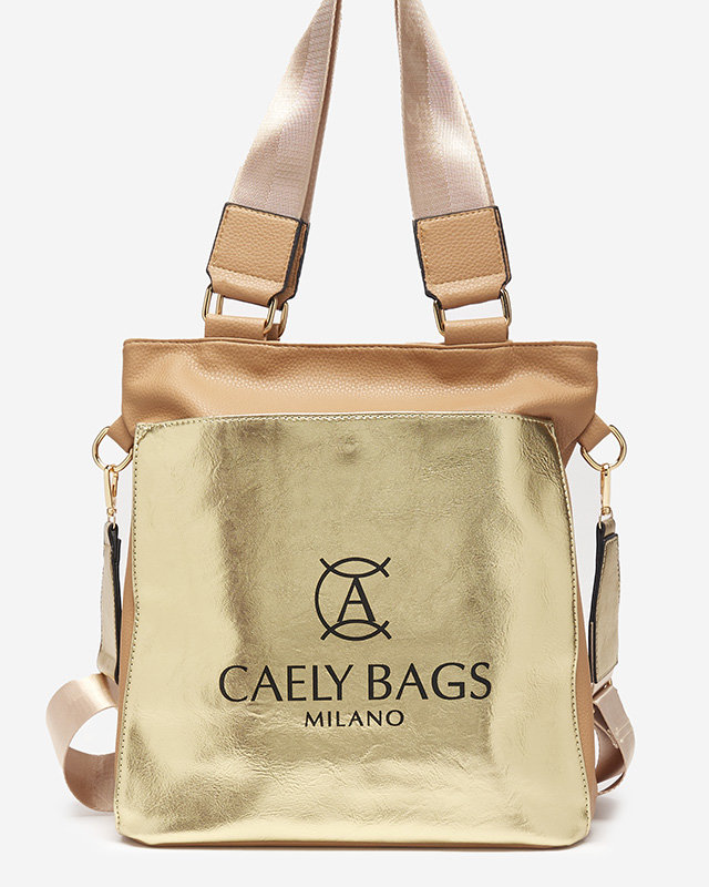 Brown and gold women's medium eco-leather handbag - Accessories