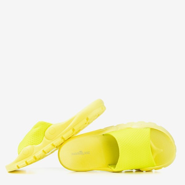 Neonowe żółte klapki z siateczką Sensie - Obuwie