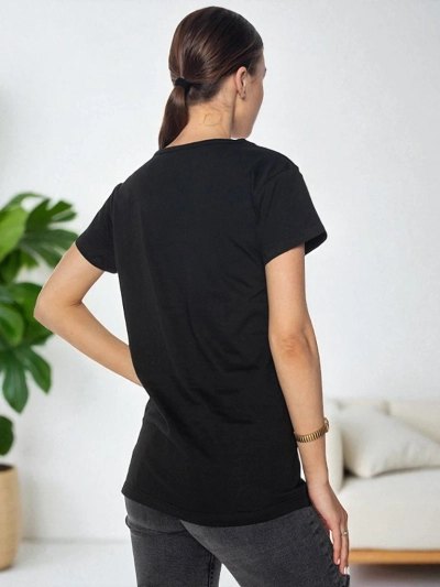 T-shirt Venus Nero – Хлопковая футболка с принтом, круглый вырез, черная