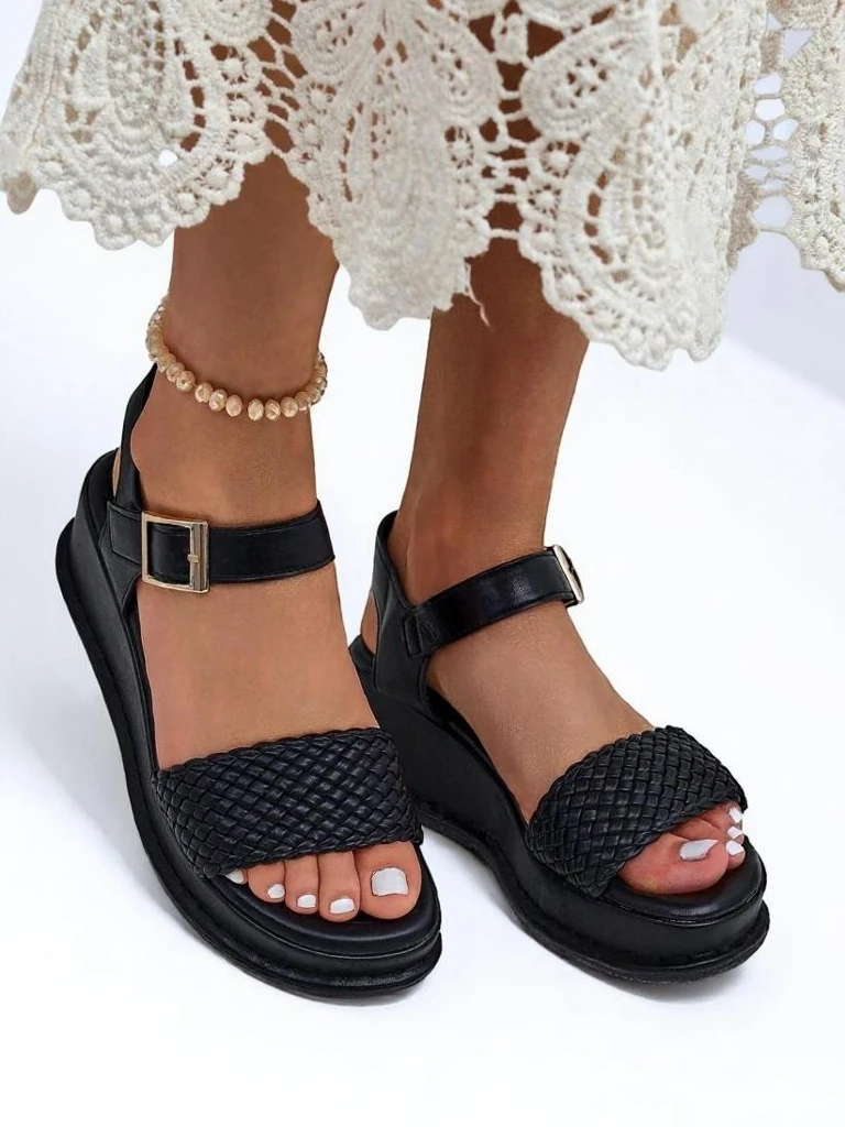 Royal Fashion Women's braided wedge sandals, Fiolle style