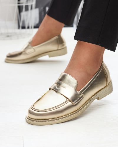 Golden women's moccasins made of eco leather Zibom- Footwear
