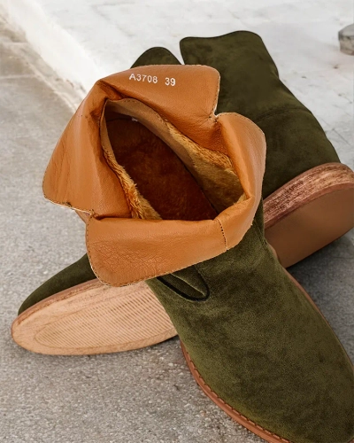 Royalfashion Cowboy-style ankle boots on a covered wedge Blueston