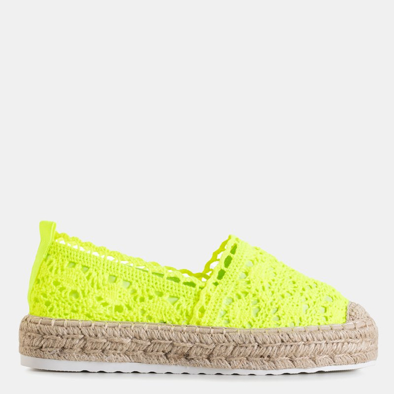 Neon yellow women's openwork platform espadrilles Abraf - Footwear