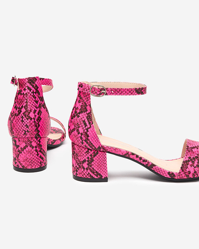 Fuchsia women's sandals on a post a'la snake skin Woccino- Footwear