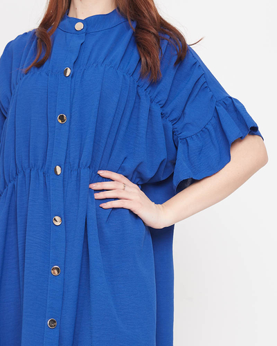 Women's navy blue knee-length dress - Clothing