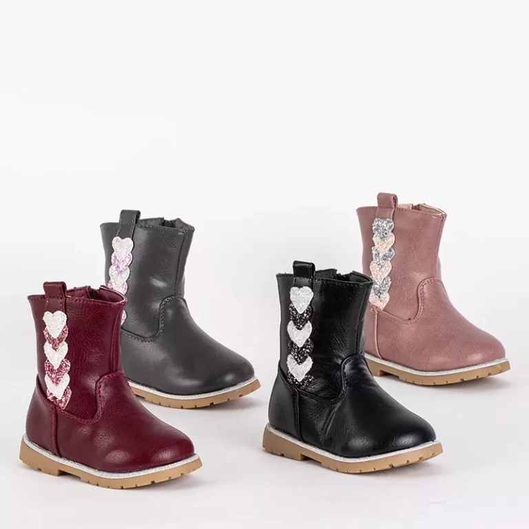 OUTLET Maroon girls' boots with decorative upper Nokimi- Footwear