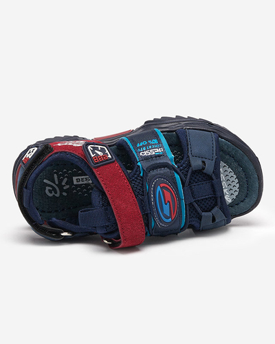 Navy blue and burgundy boys' sandals with Velcro Roser-Footwear