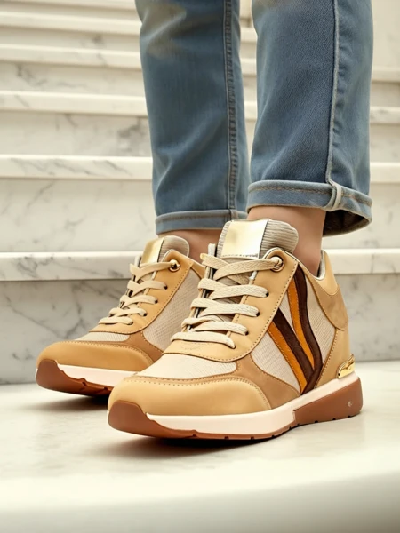 Sneakers Verona Brown Eco-Leather High Heel