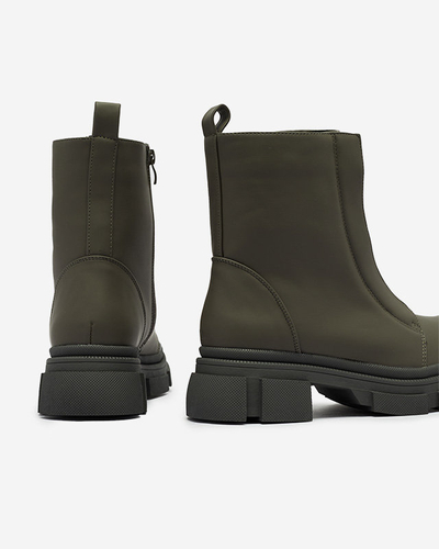 Женские утепленные темно-зеленые высокие сапоги Slovys- Footwear