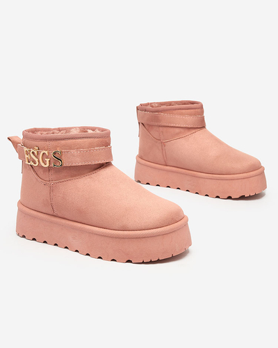 Royalfashion Gaiši brūni sieviešu apavi a'la sniega zābaki ar ornamentu Parisela