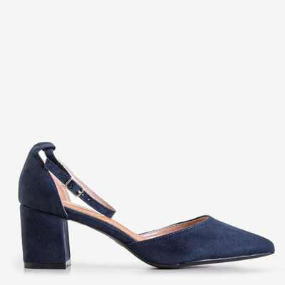 Navy blue women's sandals on the post by Rumil - Footwear