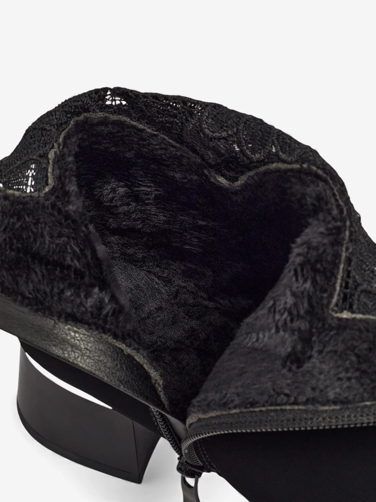 Women's Matte Heeled Ankle Boots with Lace Velmoria