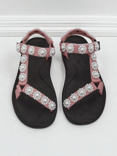 Letitia Royalfashion pink platform sandals - classic pearl studs