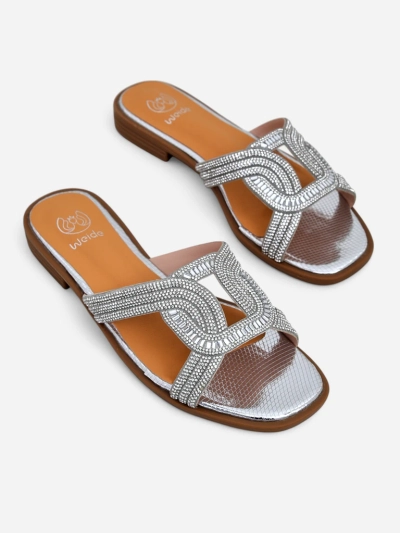 Royalfashion Ariadne silver sandals - flat heel, ecological leather