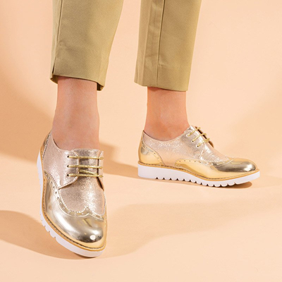 OUTLET Gold women's lace-up shoes Narvi - Footwear