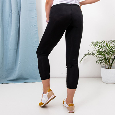 Black women's leggings with cubic zirconia PLUS SIZE - Clothing