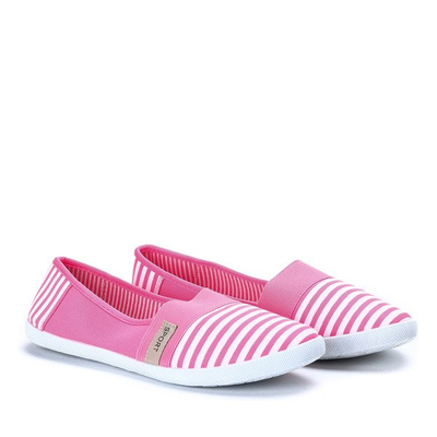 Różowo-białe neonowe slip on w paski Amaya - Obuwie