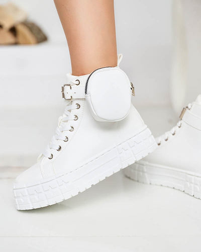 Sieviešu eko ādas sporta apavi baltā krāsā Kolibs- Footwear