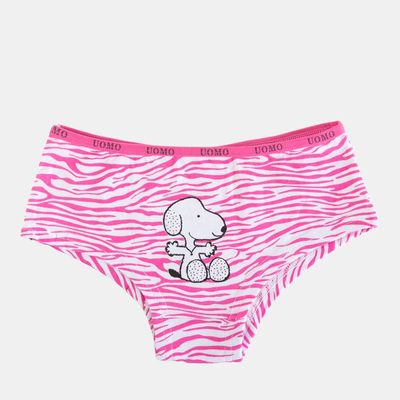 Women's fuchsia cotton patterned panties with a doggy print - Clothing