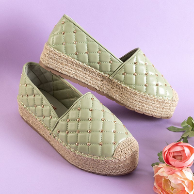 Women's quilted green espadrilles on platform Erolovai - Footwear