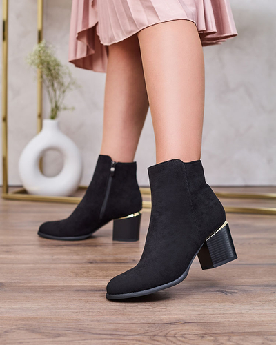 Royalfashion Черные женские сапоги на низкой шпильке Traestra