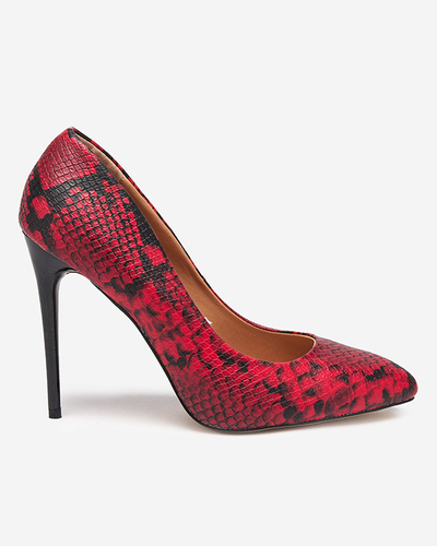 Black and red women's pumps with a'la 'snakeskin embossing Zelixy - Footwear