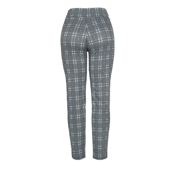 Gray checkered fabric trousers - Pants 1