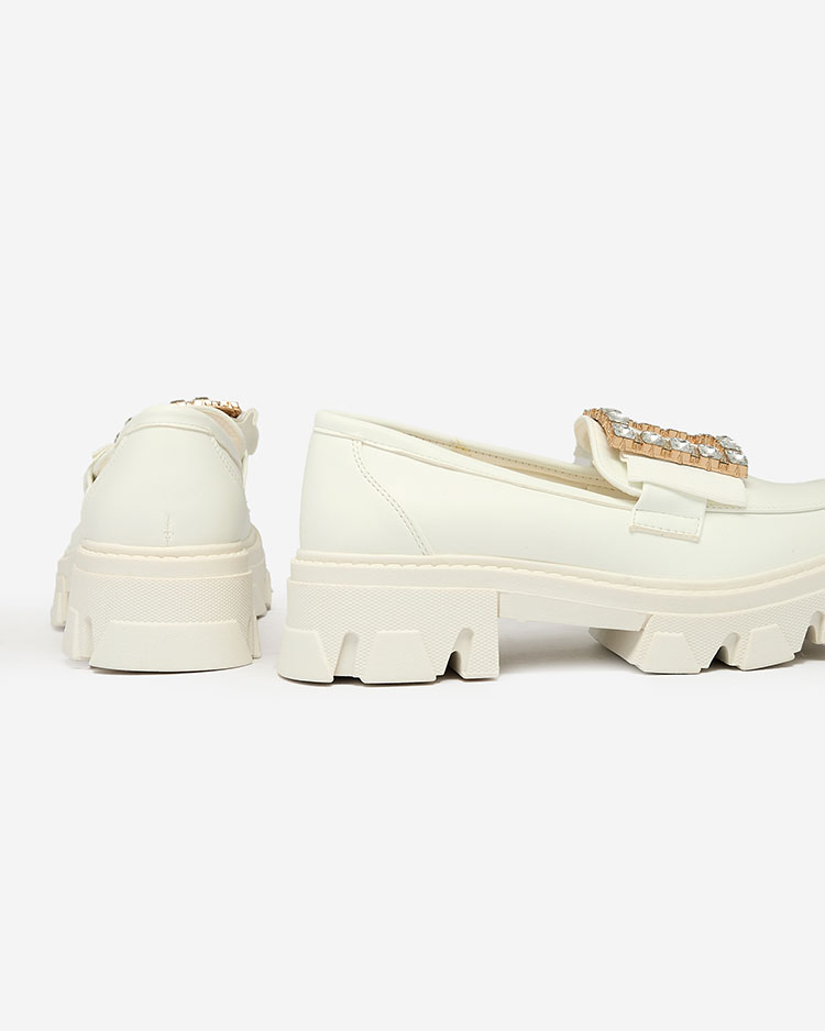 Royalfashion White moccasins with decoration on the nose Alomease