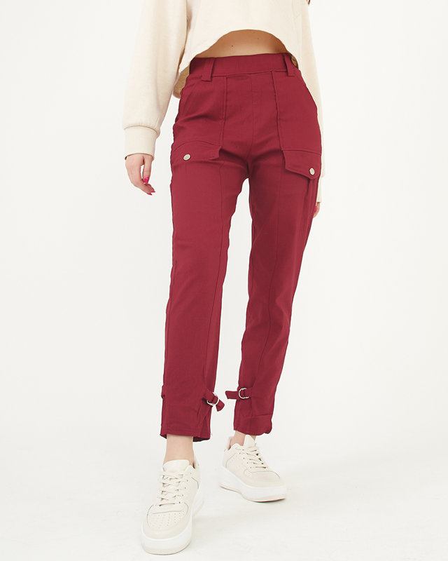 Maroon women's cargo trousers a'la - Clothing