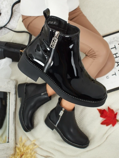 Lacquered Women's Eco-Leather Ankle Boots Calvera