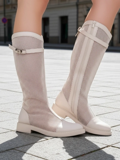 Royalfashion Augstākie perforētie sieviešu potīšu zābaki Ovittole