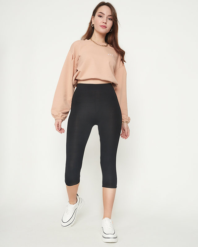 Women's 3/4 Black Leggings - Clothing