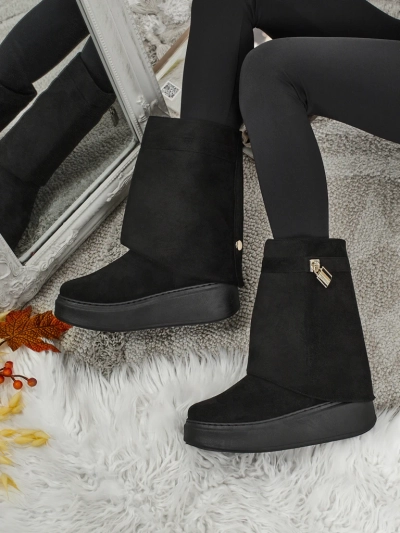 Короткие женские ботинки а-ля снегоходы с пристегивающимся голенищем Elizze