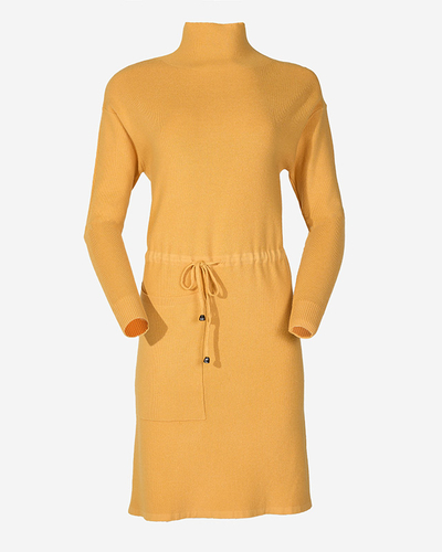 Yellow ladies turtleneck sweater dress - Clothing