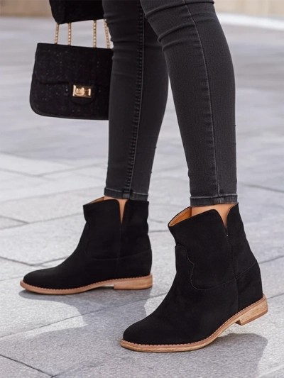 Royalfashion Cowboy-style boots on a covered wedge Blueston