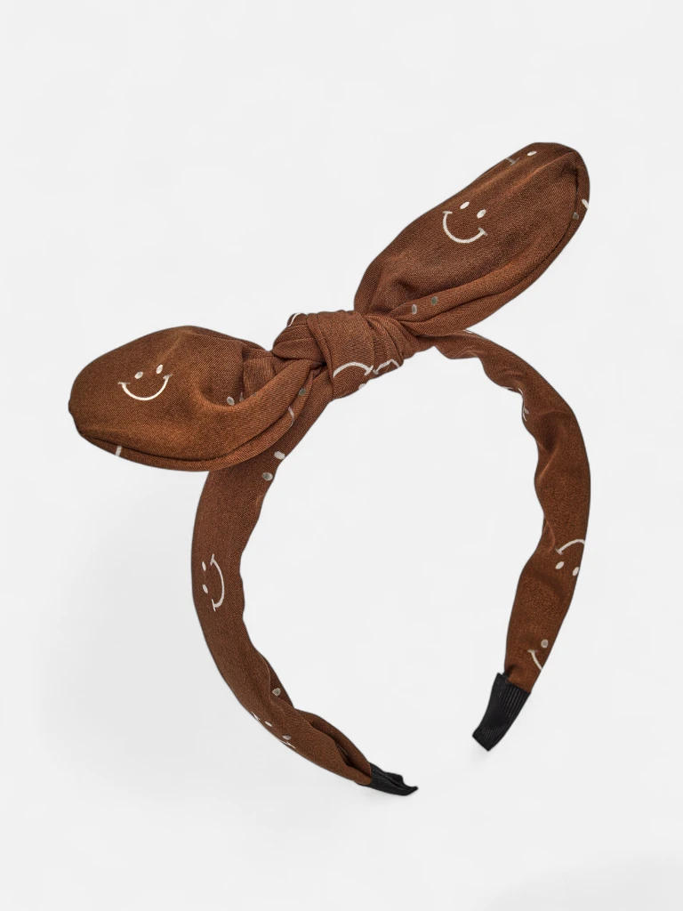 Royalfashion Children's headband with a bow with a smiley face print