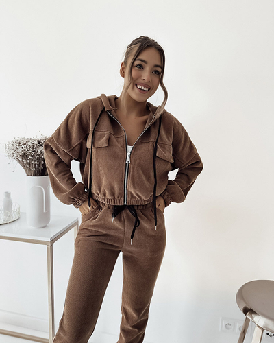 Royalfashion Женский спортивный комплект в коричневую полоску