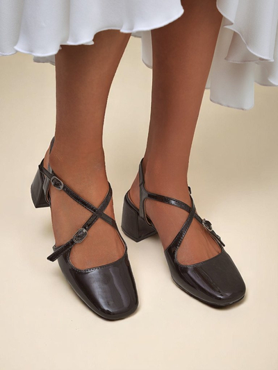 Royal Fashion Women's Lolita Low-Heeled Pumps with Decorative Straps