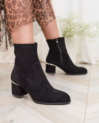 Royalfashion Черные женские сапоги на низкой шпильке Rejerra