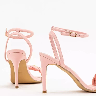 OUTLET Pink women's sandals on a high heel Tenedi - Footwear