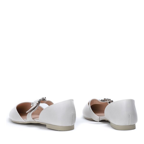 Gray ballerinas with decorative buckle Merletta - Footwear
