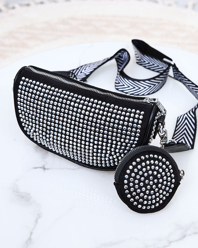 Royalfashion Black women's handbag with silver rhinestones